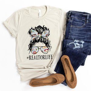 Realtor Life Messy Bun Bella Canvas T-shirt XS-XL